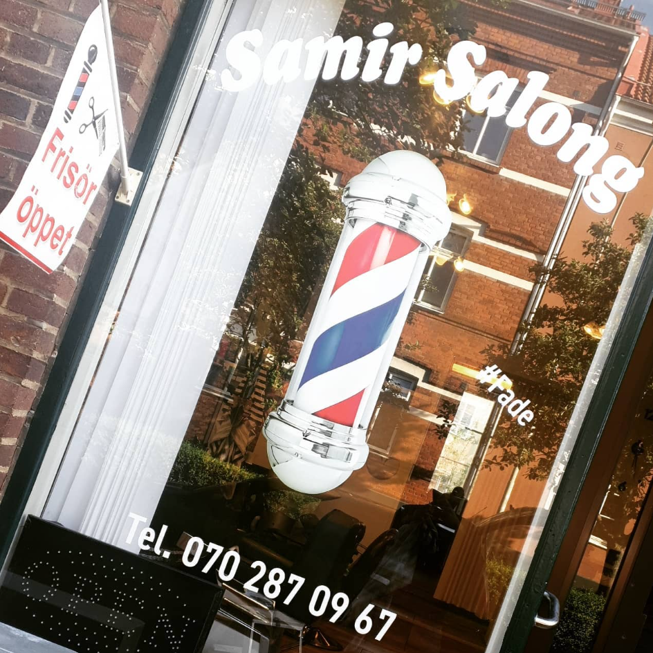 Samir Salong skyltfönster i Helsingborg